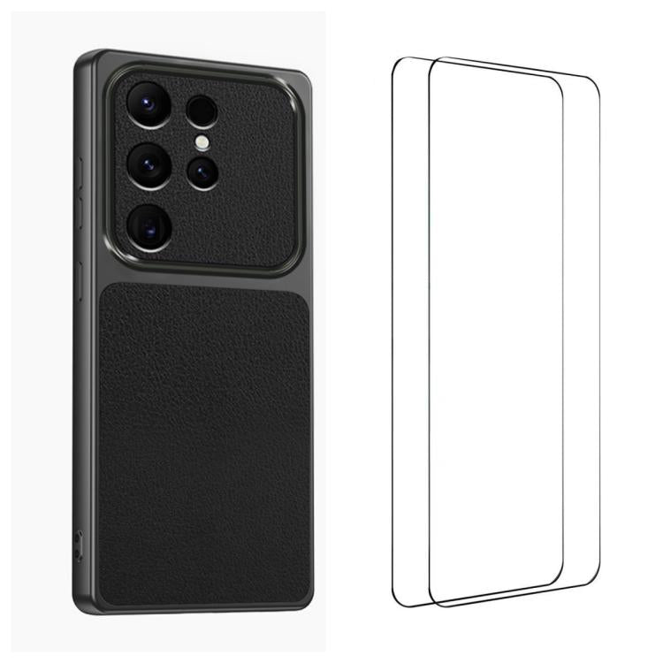 WANLONFENG Custodia per telefono in PC TPU con texture effetto pelle di agnello e 2 pellicole protettive per lo schermo incluse., For Galaxy S26+ 5G, For Galaxy S26 Ultra 5G, For Galaxy S26 5G, For Galaxy S25 FE 5G, For Galaxy S25 Edge 5G              ...