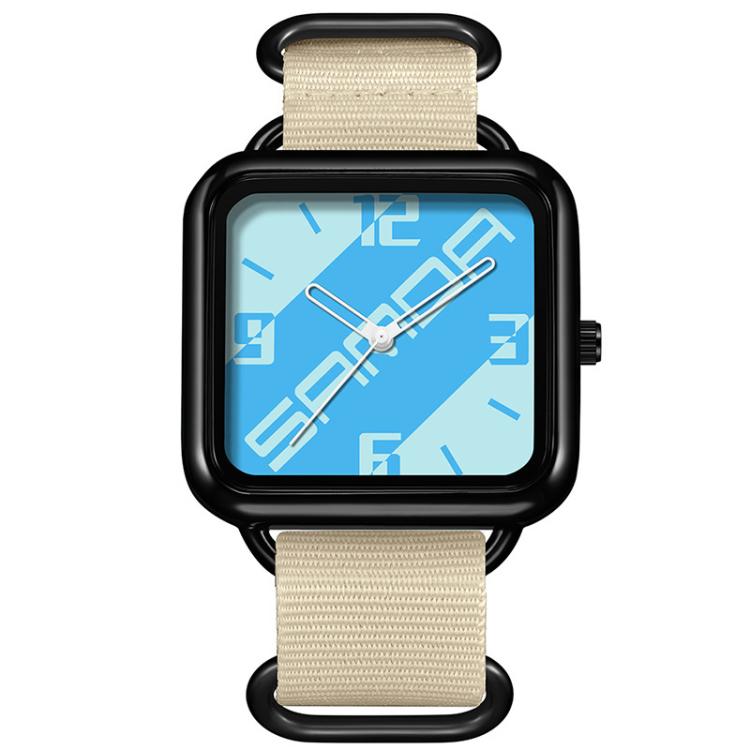 Orologio al quarzo SANDA 3261, colorato, casual, resistente all'acqua fino a 5 ATM, ideale per studenti., Nylon Beige, Nylon Black, Nylon Green