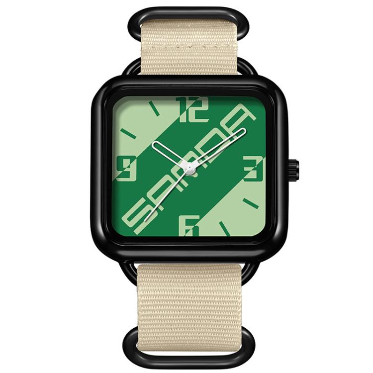 Orologio al quarzo SANDA 3261, colorato, casual, resistente all'acqua fino a 5 ATM, ideale per studenti., Nylon Beige, Nylon Black, Nylon Green