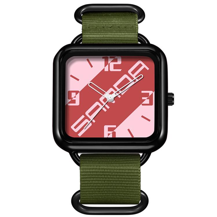 Orologio al quarzo SANDA 3261, colorato, casual, resistente all'acqua fino a 5 ATM, ideale per studenti., Nylon Beige, Nylon Black, Nylon Green