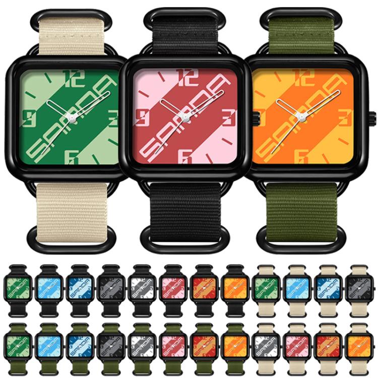 Orologio al quarzo SANDA 3261, colorato, casual, resistente all'acqua fino a 5 ATM, ideale per studenti., Nylon Beige, Nylon Black, Nylon Green