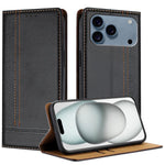 Custodia per telefono in ecopelle vegana antigraffio con design a cuciture., For iPhone 17e / 16e, For iPhone 17 Pro Max, For iPhone 17 Pro