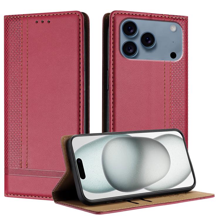 Custodia per telefono in ecopelle vegana antigraffio con design a cuciture., For iPhone 17e / 16e, For iPhone 17 Pro Max, For iPhone 17 Pro