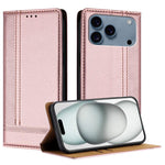 Custodia per telefono in ecopelle vegana antigraffio con design a cuciture., For iPhone 17e / 16e, For iPhone 17 Pro Max, For iPhone 17 Pro