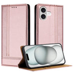 Custodia per telefono in ecopelle vegana antigraffio con design a cuciture., For iPhone 17, For iPhone Air, For iPhone 16 Pro Max