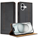 Custodia per telefono in ecopelle vegana antigraffio con design a cuciture., For iPhone 17, For iPhone Air, For iPhone 16 Pro Max