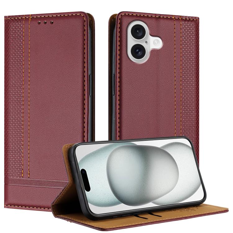 Custodia per telefono in ecopelle vegana antigraffio con design a cuciture., For iPhone 17, For iPhone Air, For iPhone 16 Pro Max