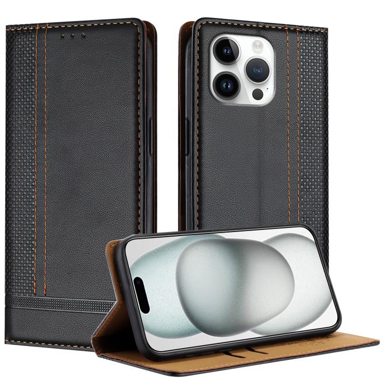 Custodia per telefono in ecopelle vegana antigraffio con design a cuciture., For iPhone 17, For iPhone Air, For iPhone 16 Pro Max