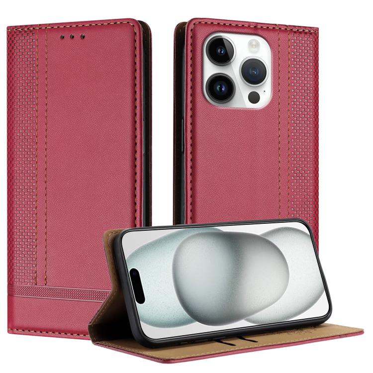 Custodia per telefono in ecopelle vegana antigraffio con design a cuciture., For iPhone 16 Pro, For iPhone 16 Plus, For iPhone 16