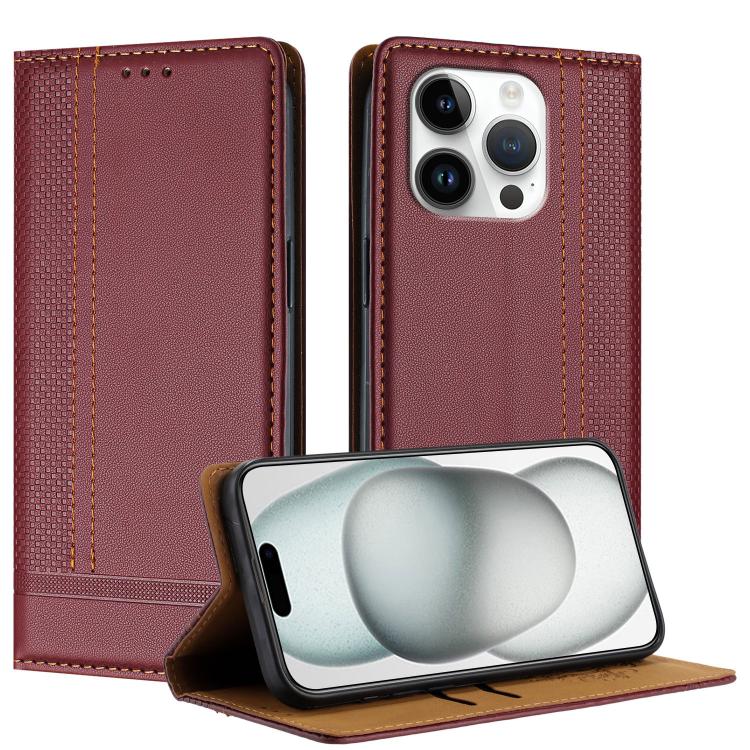 Custodia per telefono in ecopelle vegana antigraffio con design a cuciture., For iPhone 16 Pro, For iPhone 16 Plus, For iPhone 16