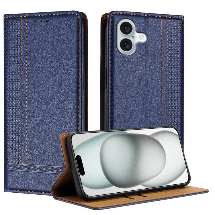 Custodia per telefono in ecopelle vegana antigraffio con design a cuciture., For iPhone 16 Pro, For iPhone 16 Plus, For iPhone 16