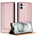 Custodia per telefono in ecopelle vegana antigraffio con design a cuciture., For iPhone 16 Pro, For iPhone 16 Plus, For iPhone 16