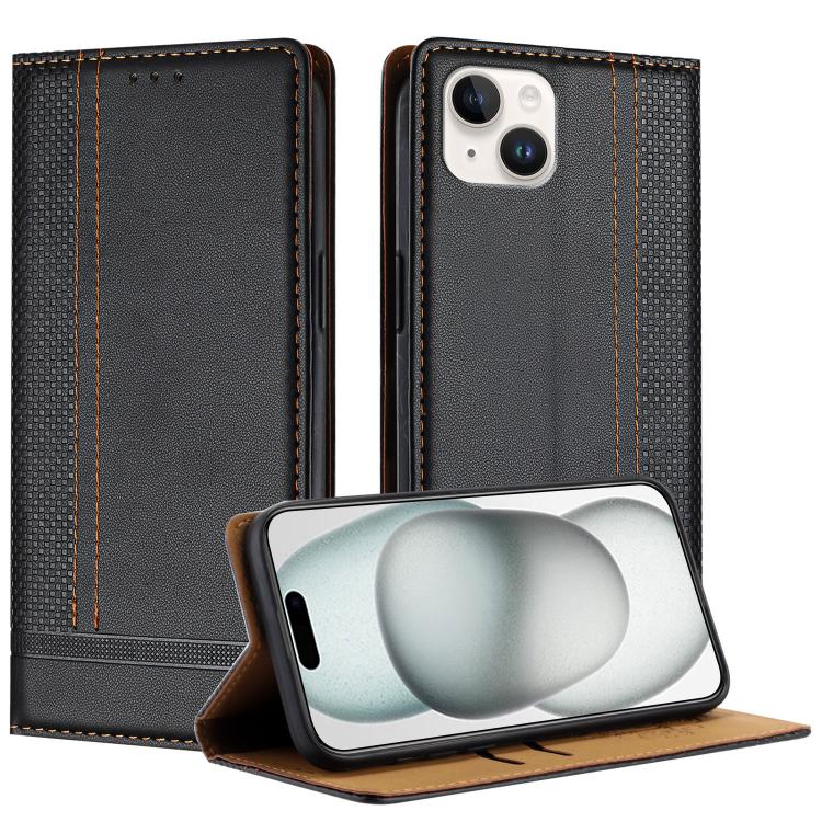 Custodia per telefono in ecopelle vegana antigraffio con design a cuciture., For iPhone 15 Pro Max, For iPhone 15 Pro, For iPhone 15 Plus