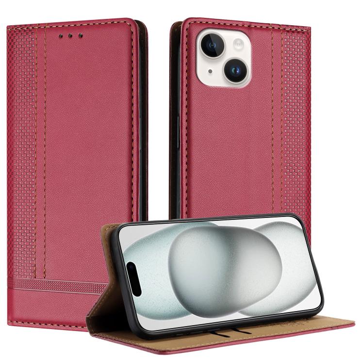 Custodia per telefono in ecopelle vegana antigraffio con design a cuciture., For iPhone 15, For iPhone 14 Plus, For iPhone 14 Pro