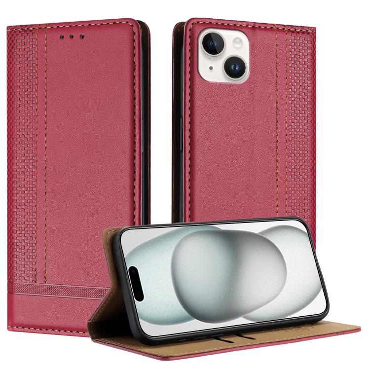 Custodia per telefono in ecopelle vegana antigraffio con design a cuciture., For iPhone 15, For iPhone 14 Plus, For iPhone 14 Pro