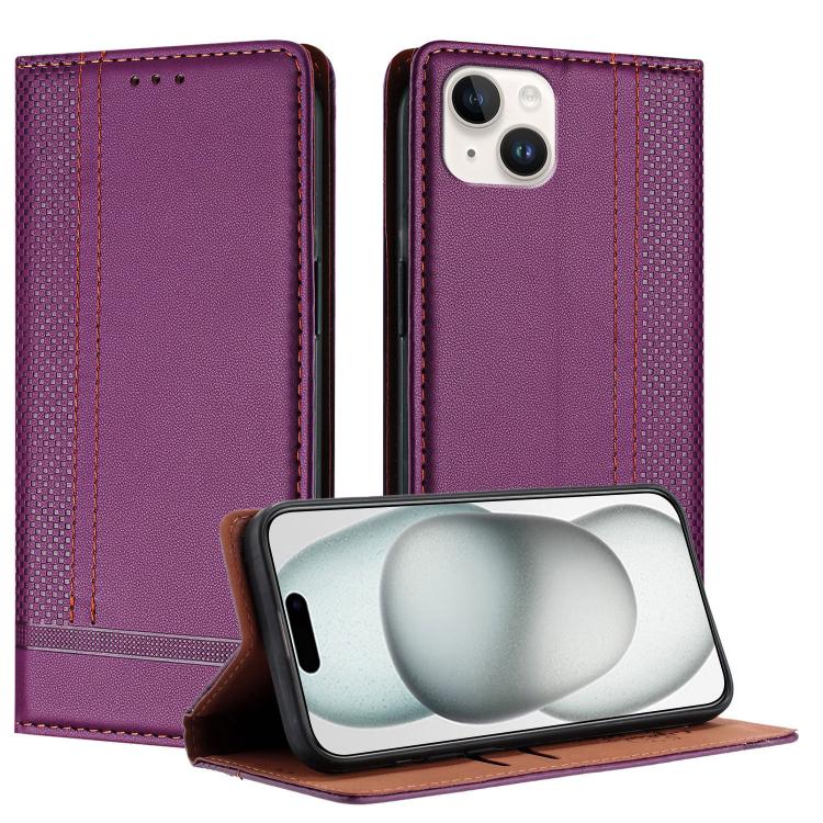 Custodia per telefono in ecopelle vegana antigraffio con design a cuciture., For iPhone 15, For iPhone 14 Plus, For iPhone 14 Pro