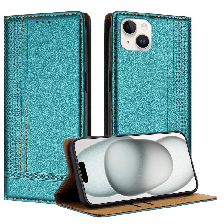 Custodia per telefono in ecopelle vegana antigraffio con design a cuciture., For iPhone 15, For iPhone 14 Plus, For iPhone 14 Pro