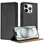 Custodia per telefono in ecopelle vegana antigraffio con design a cuciture., For iPhone 15, For iPhone 14 Plus, For iPhone 14 Pro