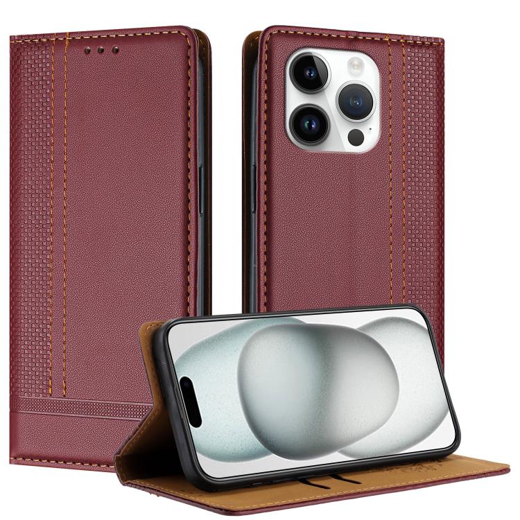 Custodia per telefono in ecopelle vegana antigraffio con design a cuciture., For iPhone 15, For iPhone 14 Plus, For iPhone 14 Pro