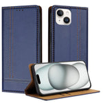 Custodia per telefono in ecopelle vegana antigraffio con design a cuciture., For iPhone 13 Pro, For iPhone 13 / 14, For iPhone 13 mini