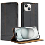 Custodia per telefono in ecopelle vegana antigraffio con design a cuciture., For iPhone 13 Pro, For iPhone 13 / 14, For iPhone 13 mini