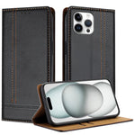 Custodia per telefono in ecopelle vegana antigraffio con design a cuciture., For iPhone 12, For iPhone 12 Pro Max, For iPhone 12 Pro