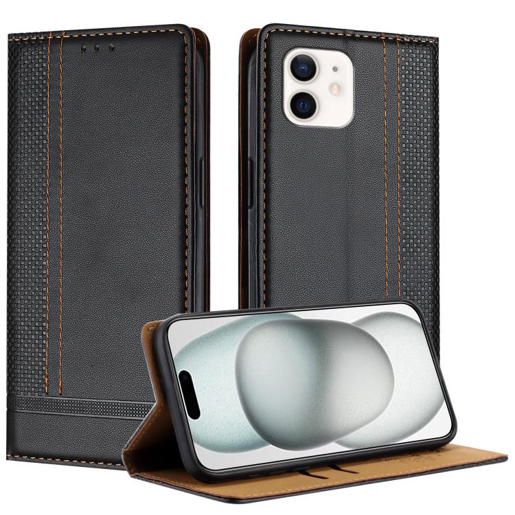 Custodia per telefono in ecopelle vegana antigraffio con design a cuciture., For iPhone 12 mini, For iPhone 11 Pro Max, For iPhone 11