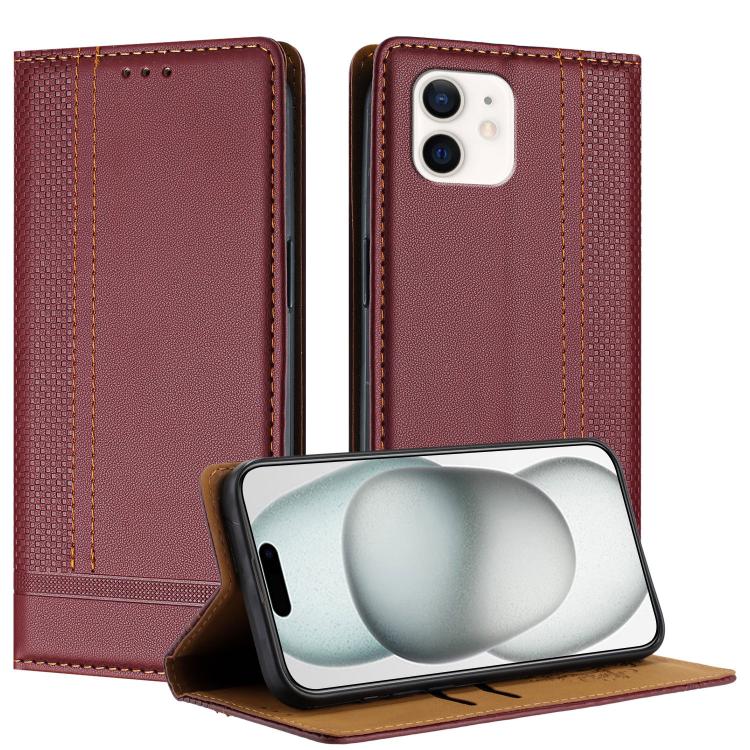 Custodia per telefono in ecopelle vegana antigraffio con design a cuciture., For iPhone 12 mini, For iPhone 11 Pro Max, For iPhone 11