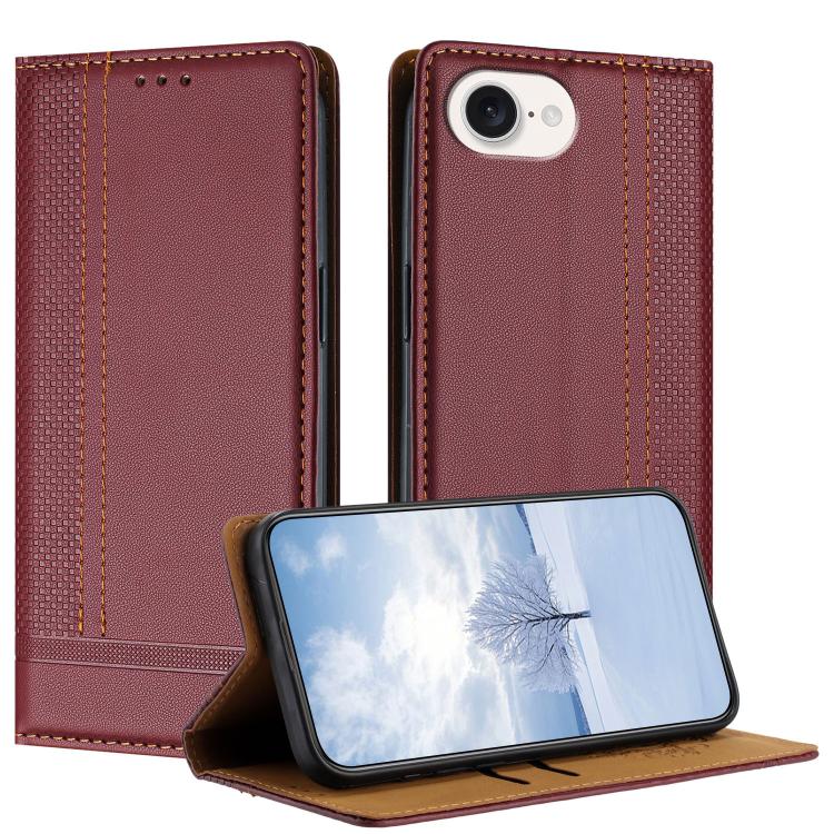 Custodia per telefono in ecopelle vegana antigraffio con design a cuciture., For iPhone 17e / 16e, For iPhone 17 Pro Max, For iPhone 17 Pro