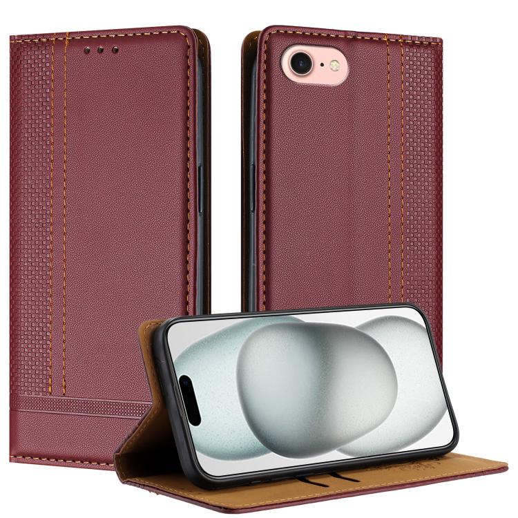 Custodia per telefono in ecopelle vegana antigraffio con design a cuciture., For iPhone 14 Pro Max, For iPhone 8/7/6/SE 2022, For iPhone 13 Pro Max
