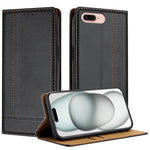 Custodia per telefono in ecopelle vegana antigraffio con design a cuciture., For iPhone X, For iPhone 8 Plus/7 Plus/6 Plus