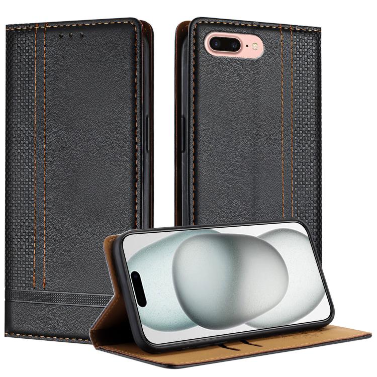 Custodia per telefono in ecopelle vegana antigraffio con design a cuciture., For iPhone X, For iPhone 8 Plus/7 Plus/6 Plus
