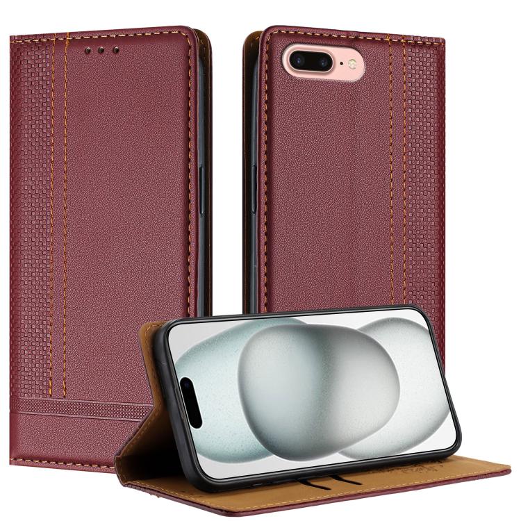 Custodia per telefono in ecopelle vegana antigraffio con design a cuciture., For iPhone X, For iPhone 8 Plus/7 Plus/6 Plus