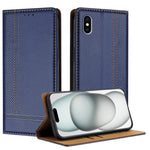 Custodia per telefono in ecopelle vegana antigraffio con design a cuciture., For iPhone X, For iPhone 8 Plus/7 Plus/6 Plus