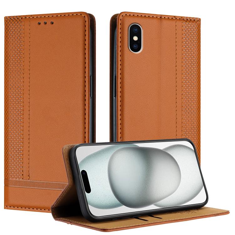 Custodia per telefono in ecopelle vegana antigraffio con design a cuciture., For iPhone X, For iPhone 8 Plus/7 Plus/6 Plus