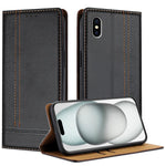 Custodia per telefono in ecopelle vegana antigraffio con design a cuciture., For iPhone X, For iPhone 8 Plus/7 Plus/6 Plus