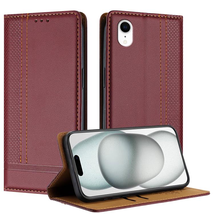 Custodia per telefono in ecopelle vegana antigraffio con design a cuciture., For iPhone 11 Pro, For iPhone XR, For iPhone XS Max