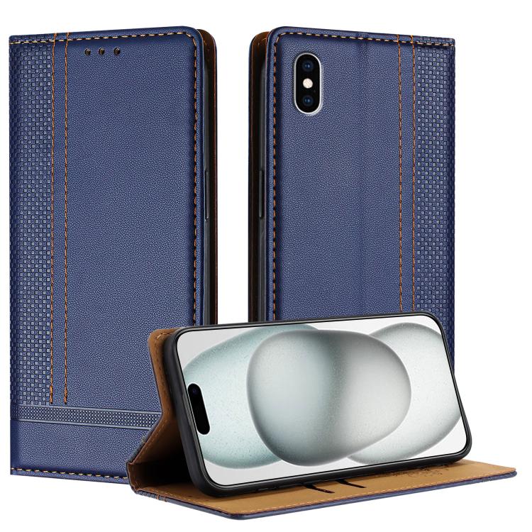 Custodia per telefono in ecopelle vegana antigraffio con design a cuciture., For iPhone 11 Pro, For iPhone XR, For iPhone XS Max