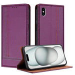 Custodia per telefono in ecopelle vegana antigraffio con design a cuciture., For iPhone 11 Pro, For iPhone XR, For iPhone XS Max