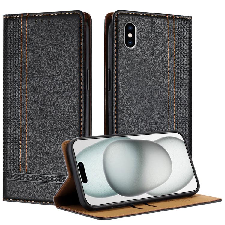 Custodia per telefono in ecopelle vegana antigraffio con design a cuciture., For iPhone 11 Pro, For iPhone XR, For iPhone XS Max