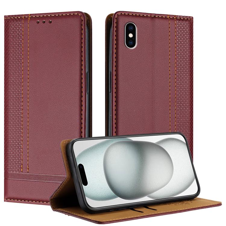 Custodia per telefono in ecopelle vegana antigraffio con design a cuciture., For iPhone 11 Pro, For iPhone XR, For iPhone XS Max