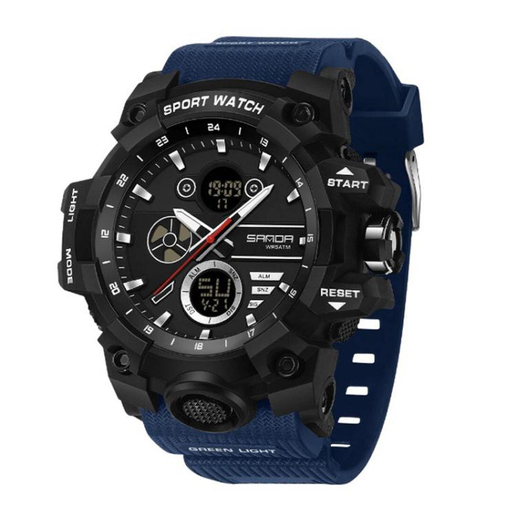 Orologio elettronico multifunzione sportivo SANDA 9094, impermeabile fino a 5 ATM, con display luminoso.