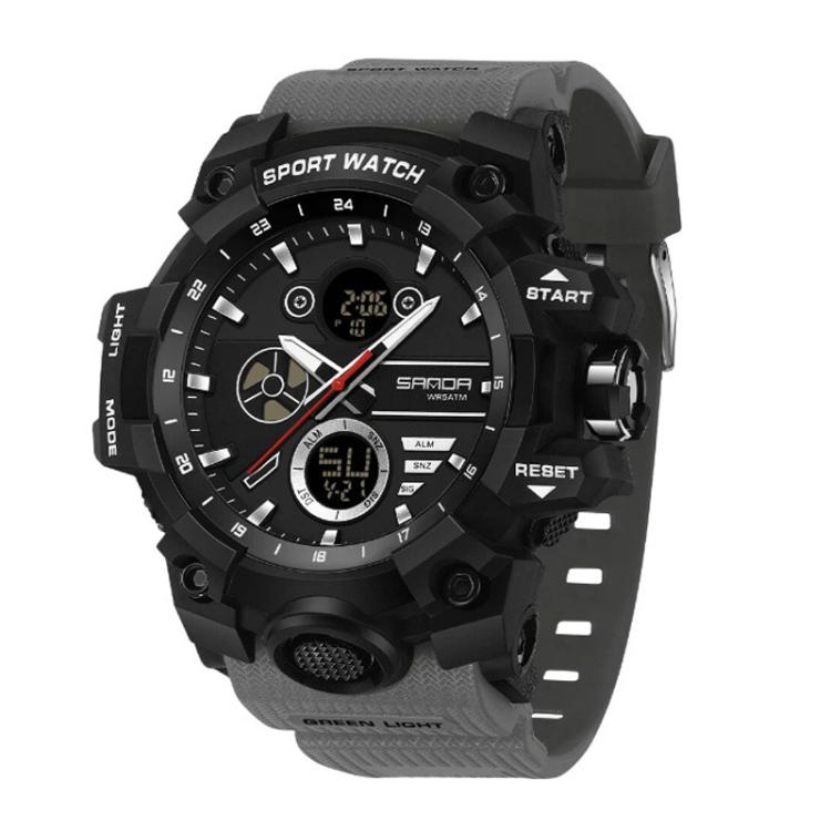 Orologio elettronico multifunzione sportivo SANDA 9094, impermeabile fino a 5 ATM, con display luminoso.