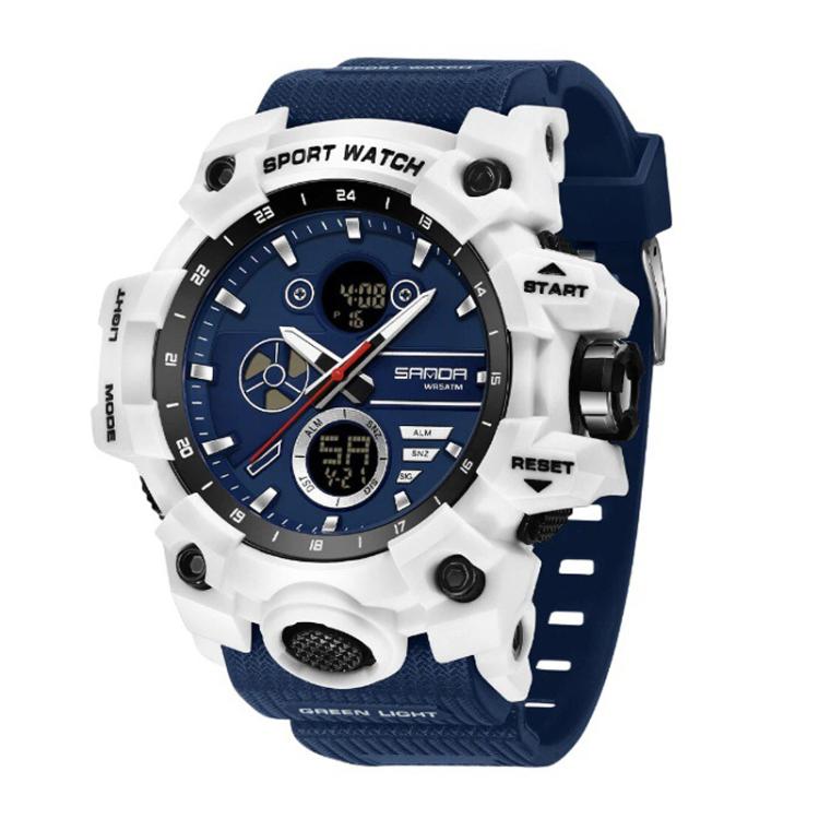 Orologio elettronico multifunzione sportivo SANDA 9094, impermeabile fino a 5 ATM, con display luminoso.