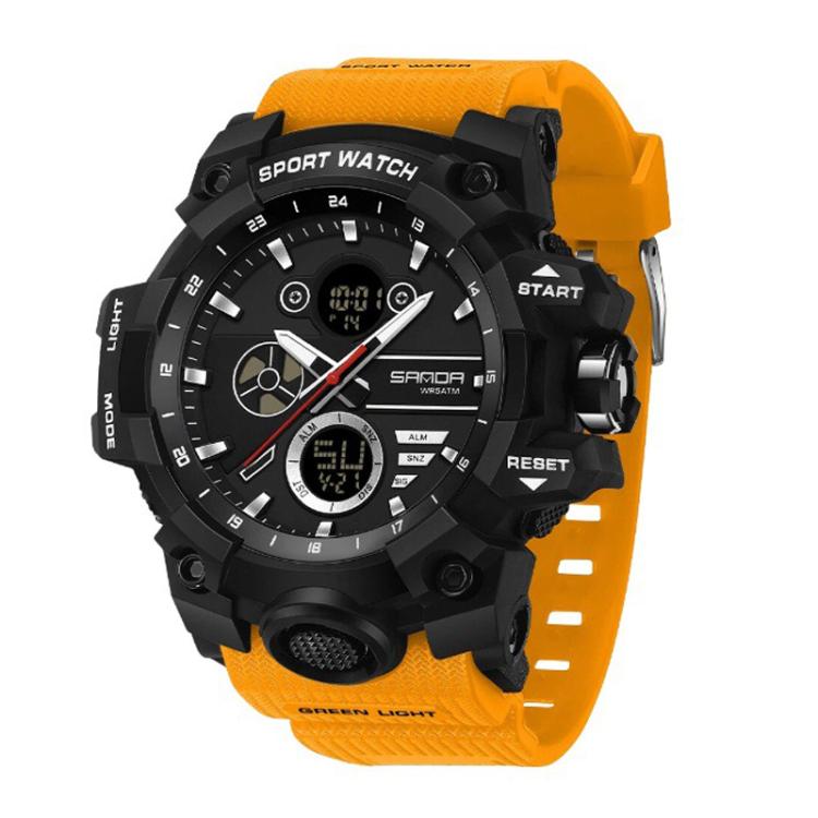 Orologio elettronico multifunzione sportivo SANDA 9094, impermeabile fino a 5 ATM, con display luminoso.