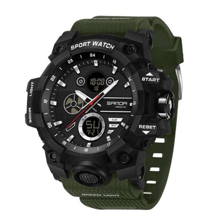 Orologio elettronico multifunzione sportivo SANDA 9094, impermeabile fino a 5 ATM, con display luminoso.