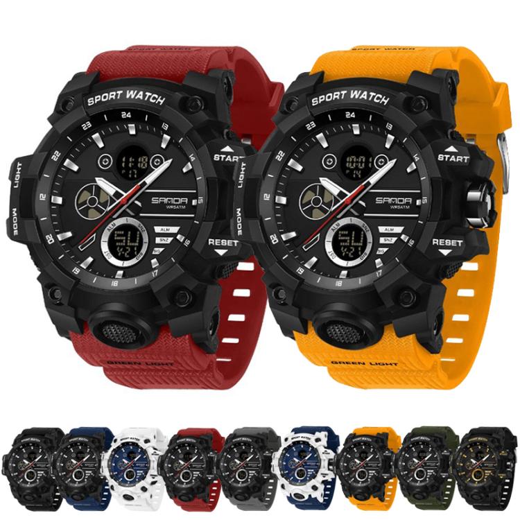 Orologio elettronico multifunzione sportivo SANDA 9094, impermeabile fino a 5 ATM, con display luminoso.
