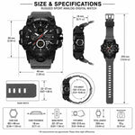 Orologio elettronico multifunzione sportivo SANDA 9094, impermeabile fino a 5 ATM, con display luminoso.
