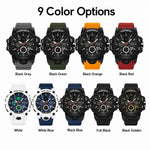 Orologio elettronico multifunzione sportivo SANDA 9094, impermeabile fino a 5 ATM, con display luminoso.