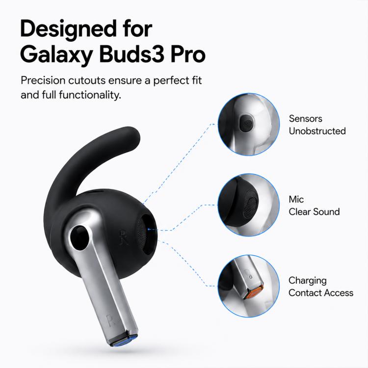 XDcase - 3 paia di tappi auricolari sportivi antiscivolo in silicone con custodia e moschettone, For Galaxy Buds3 Pro